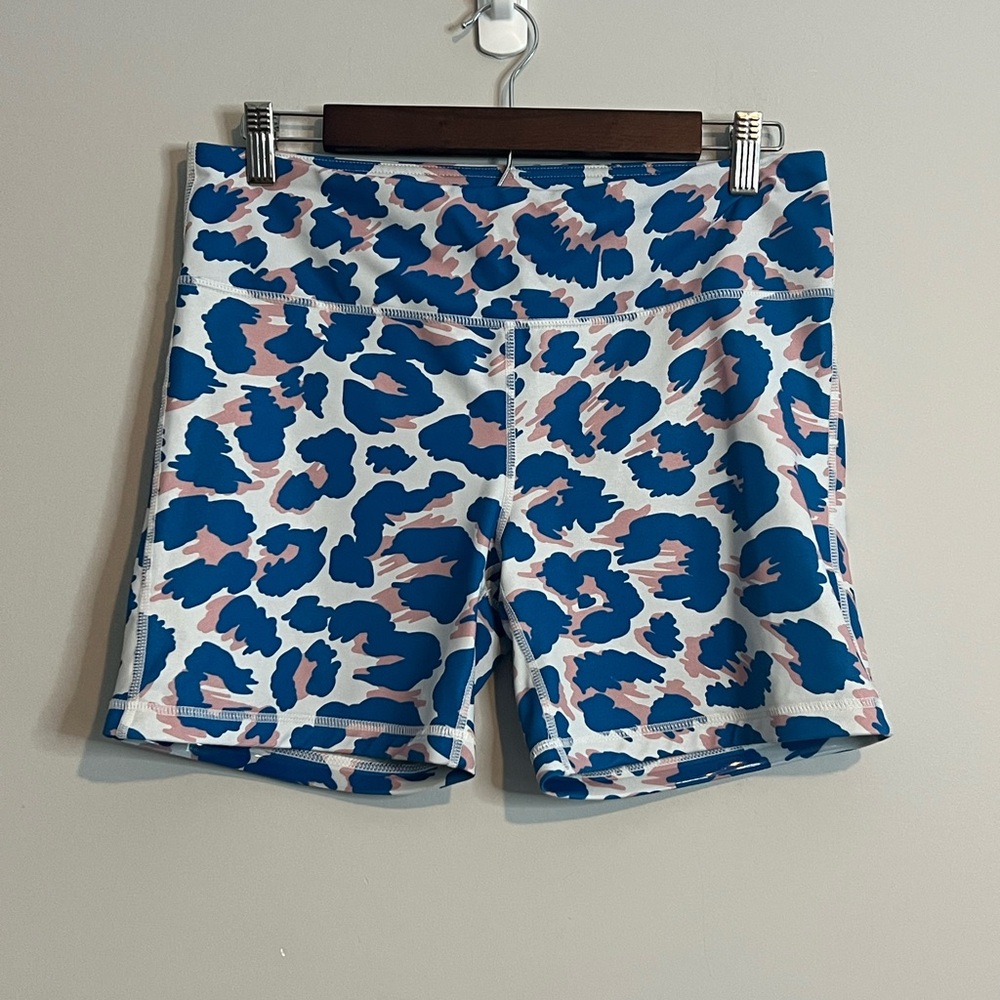 IAB MFG Blue and Pink Leopard Print Shorts Size 10 Large